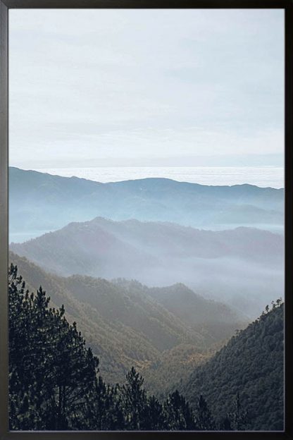Foggy mountains photography poster