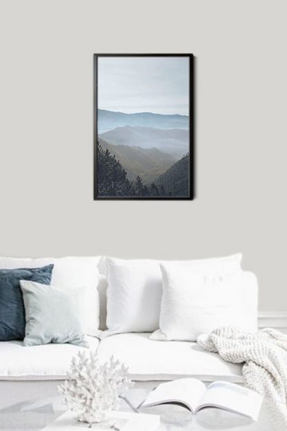 Foggy mountains photography poster