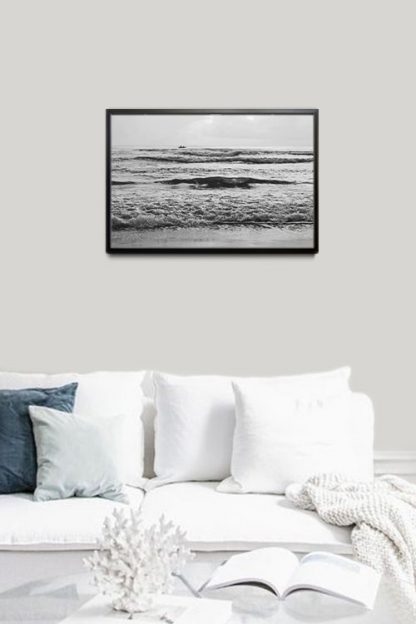 Black and white beach photography poster