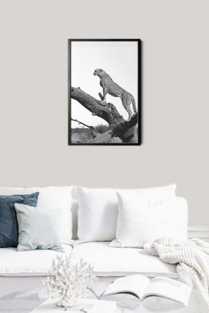 Leopard on tree poster in interior