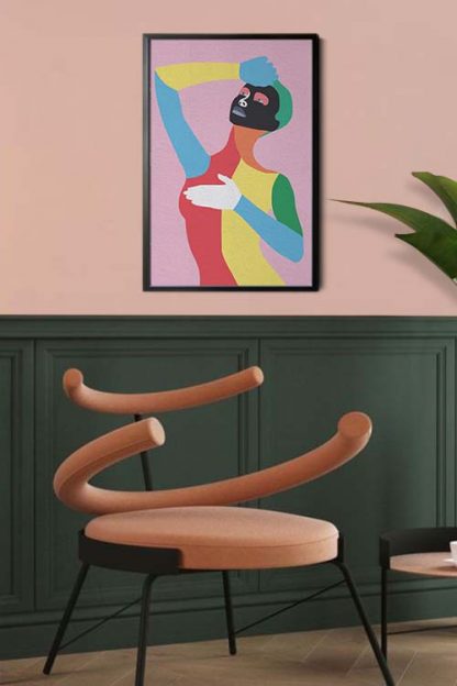 Multi color lady art print poster