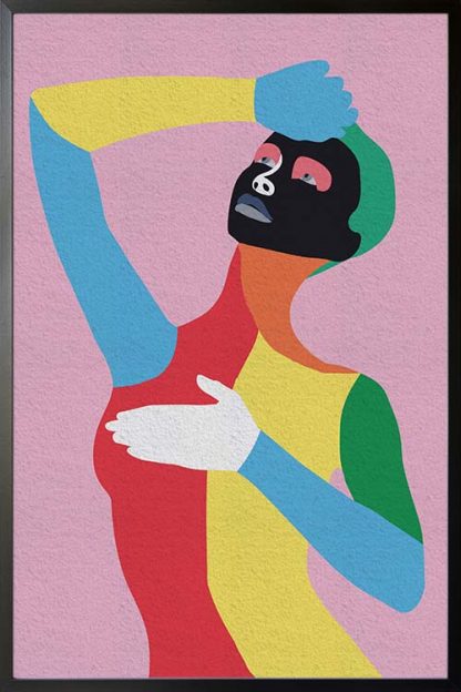 Multi color lady art print poster