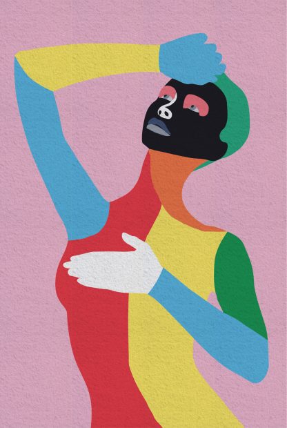 Multi color lady art print poster