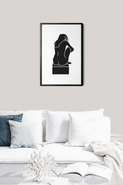 Top box naked woman black and white poster