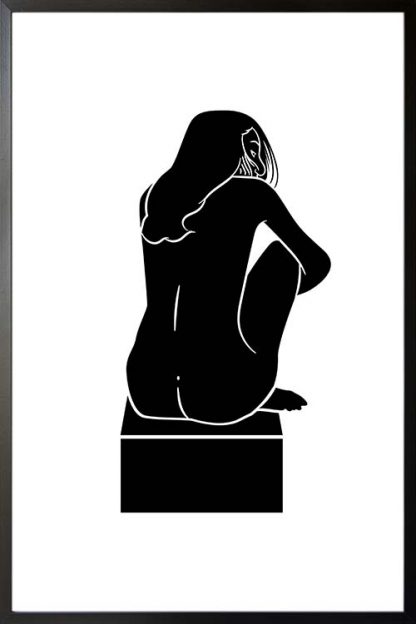 Top box naked woman black and white poster