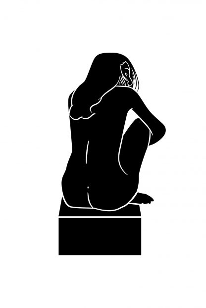 Top box naked woman black and white poster