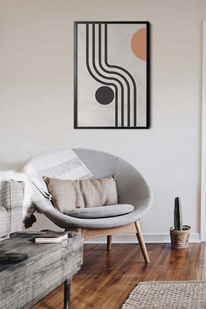 Thick lines and circle graphical poster