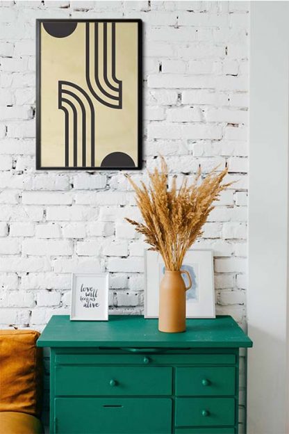Reflected lines and circle graphical poster