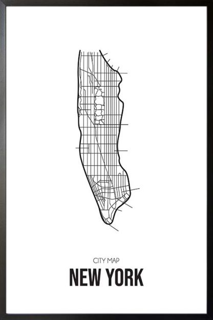 New York Map Line art poster with frame