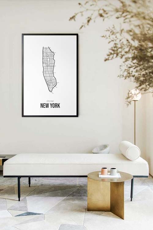 New York Map Line art poster in interior