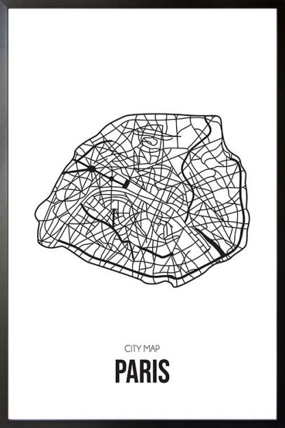 Paris Map Line Art poster with frame