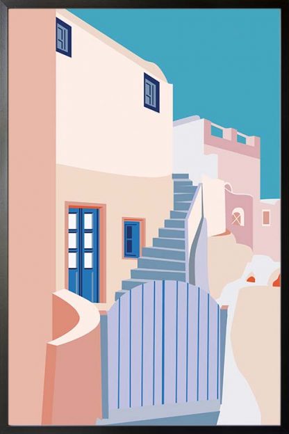Santorini illustration art poster