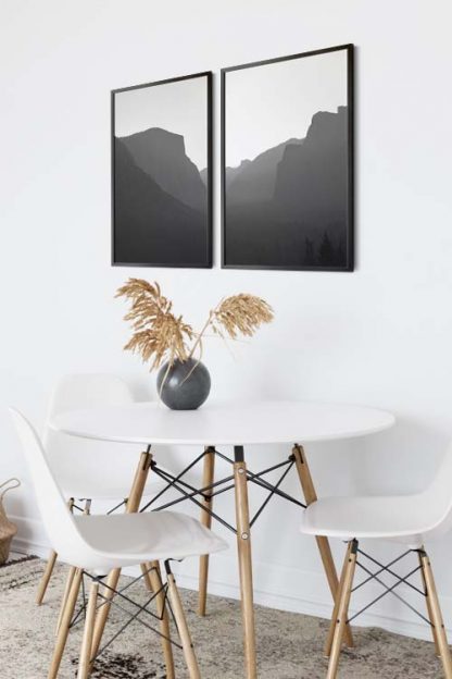 B&W Concrete mountain and trees no. 1 poster in interior