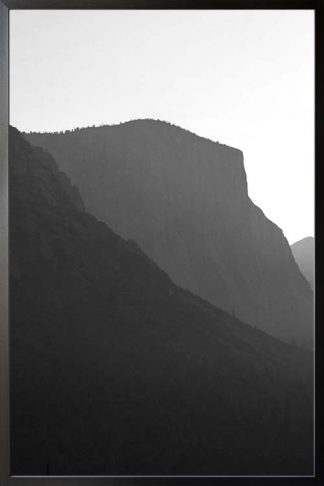 B&W Concrete mountain and trees no. 1 poster with frame