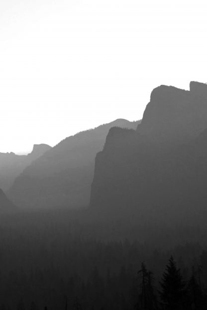 B&W Concrete mountain and trees no. 2 poster