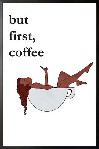 Coffee lady in a cup typography poster