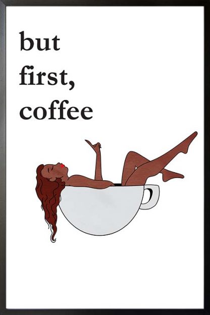Coffee lady in a cup typography poster