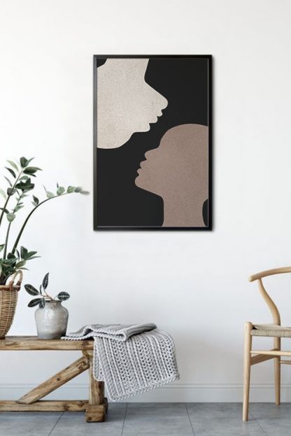 Abstract couple reverse silhouette Poster
