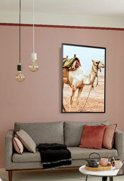 Travel camel stand up poster in interior