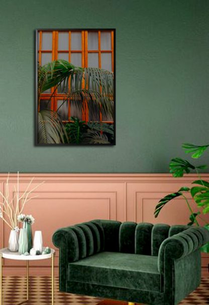 Plants on window poster in interior