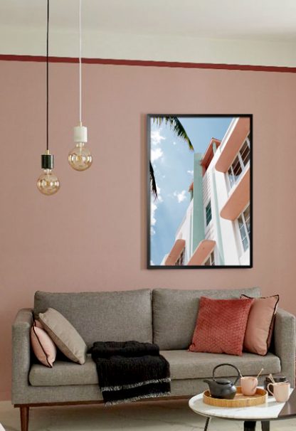 Pastel color palette architecture poster in interior