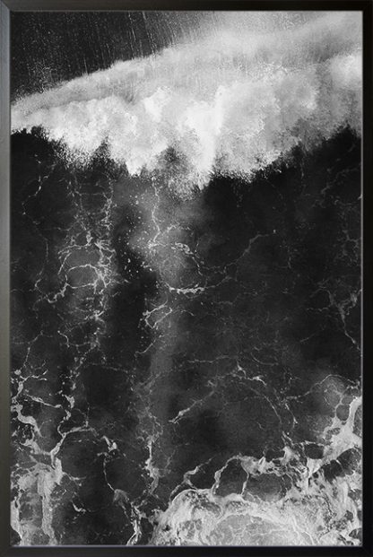 Black and white strong wave Poster