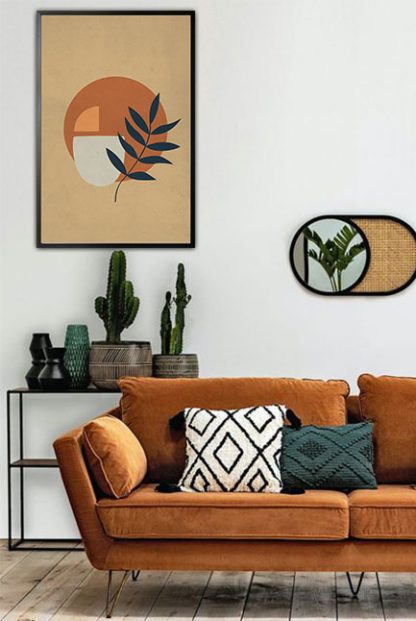 Shapes and minimal leaf Poster in interior