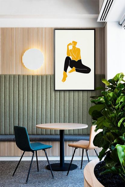 Topless yellow women Poster in interior