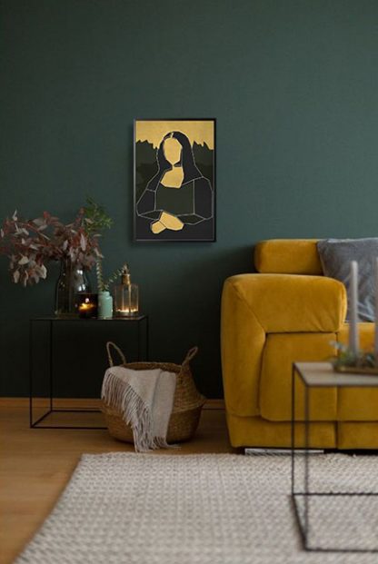 Geometric mona lisa poster in interior