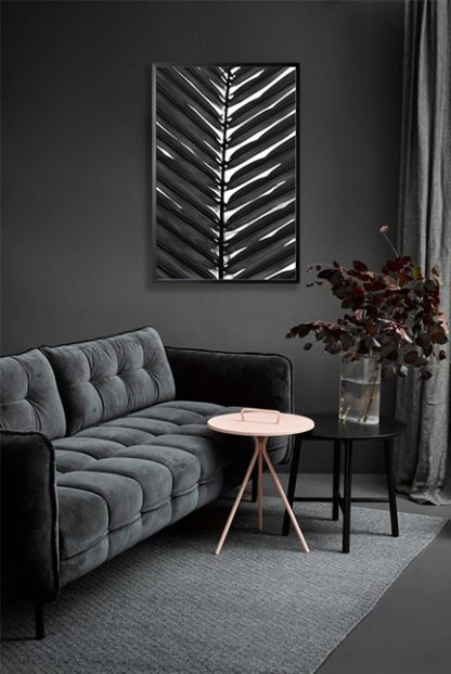 Vertical palm leaves B&W Poster in interior