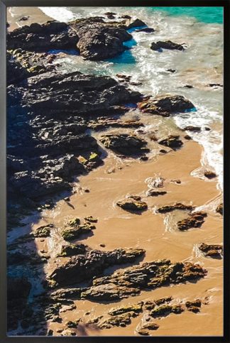 Water, beach and rock Poster