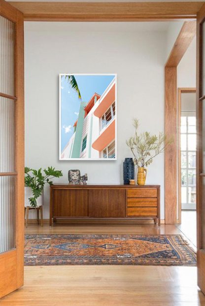 Villa and palm leaves Poster in interior