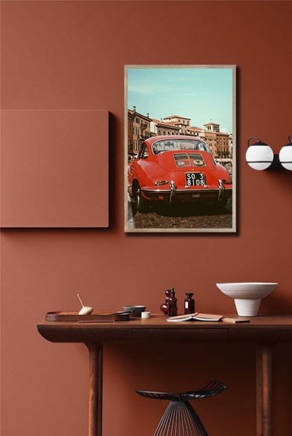 Vintage red volks Poster in interior