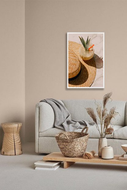 Beach hat and cocktail Poster in interior