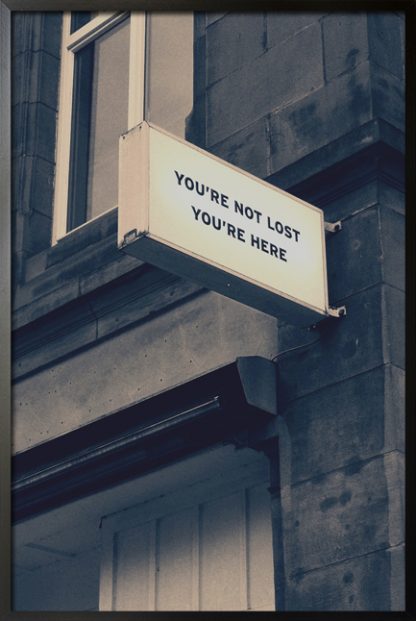 You're not lost you're here building sign poster