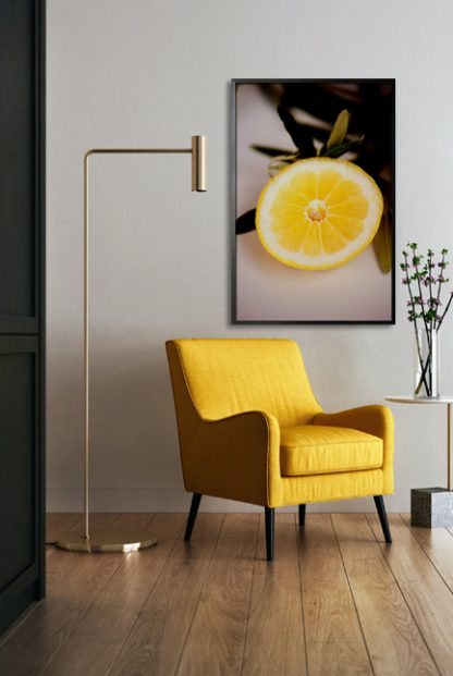 Half aesthetic lemon photo poster in interior