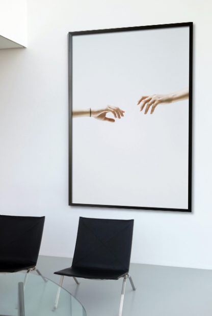 Minimal hand photography poster in interior