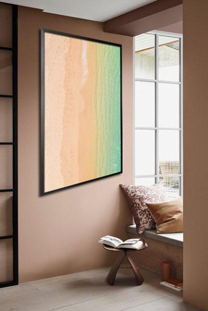 Beach and water tone effect photo poster in interior