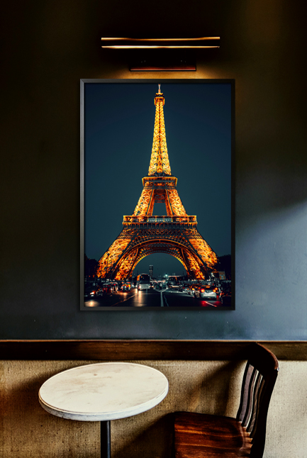 Eiffel tower at night poster in interior