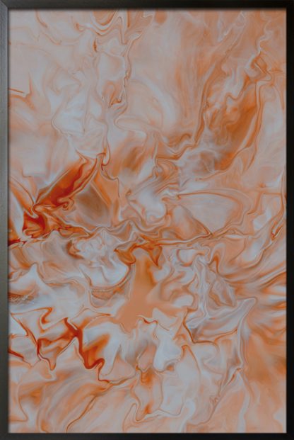 Messy orange color abstract art poster
