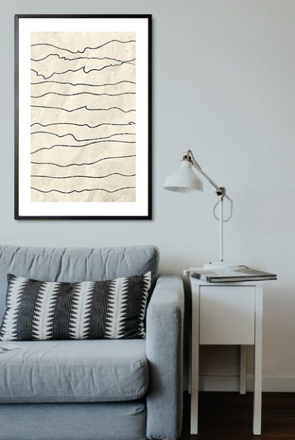 Black and beige art poster in interior