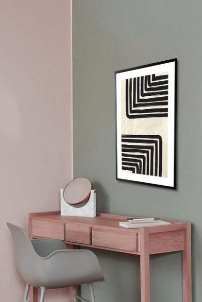 Black and beige art 4 poster in interior