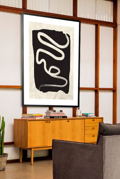 Black and beige art 5 poster in interior