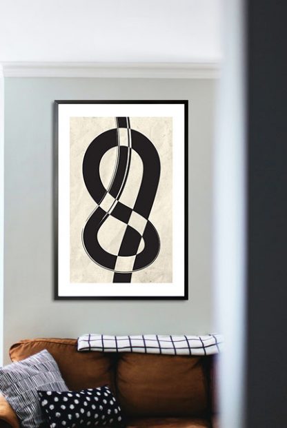 Black and beige art 6 poster in interior