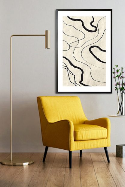 Black and beige art 7 poster in interior