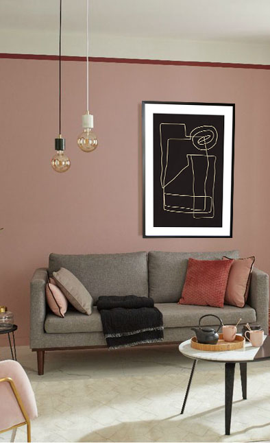Black and beige art 9 poster in interior