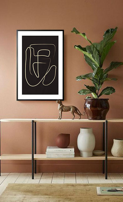 Black and beige art 10 poster in interior