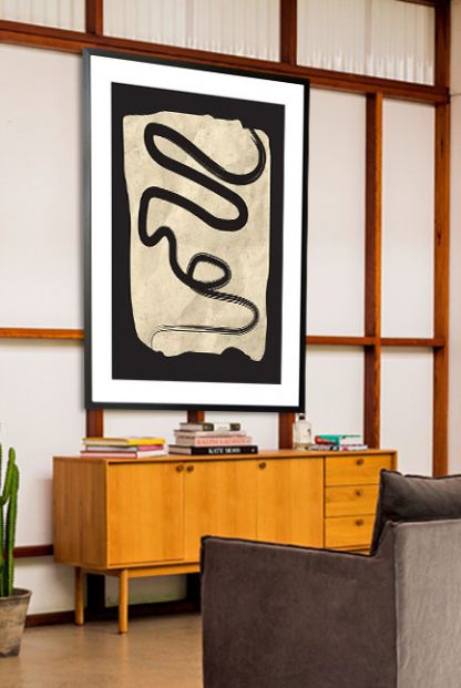 Black and beige art 12 poster in interior