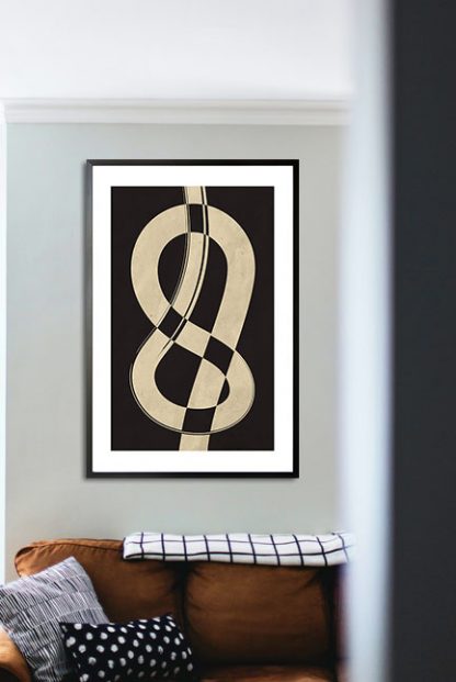 Black and beige art 13 poster in interior