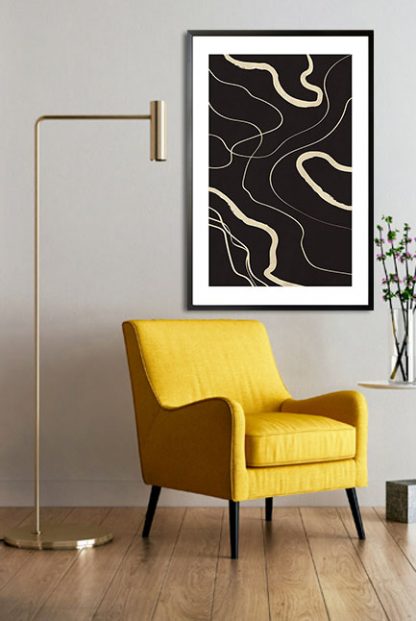 Black and beige art 14 poster in interior